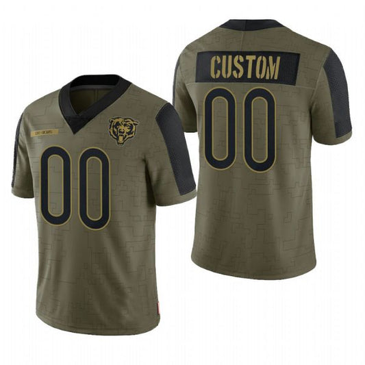 Custom Football Chicago Bears Olive 2021 Salute To Service Limited Jersey Name And Number Size S to 6XL Christmas Birthday Gift