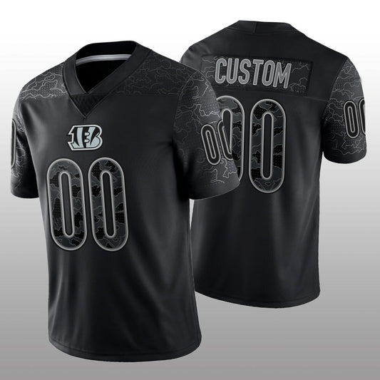 Custom Football Cincinnati Bengals Stitched Black RFLCTV Limited Jersey