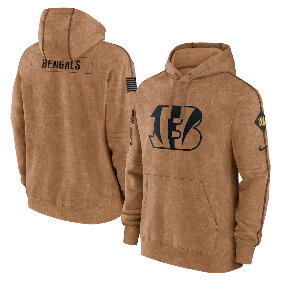 C.Bengals Blank Brown 2023 Salute To Service Club Pullover Hoodie