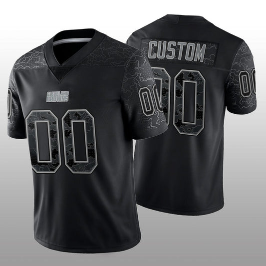 Custom Football Cleveland Browns Stitched Black RFLCTV Limited Jersey