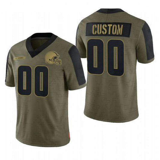 Custom C.Brown Olive 2021 Salute To Service Limited Football Jerseys