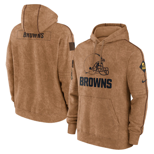 C.Browns Blank Brown 2023 Salute To Service Club Pullover Hoodie