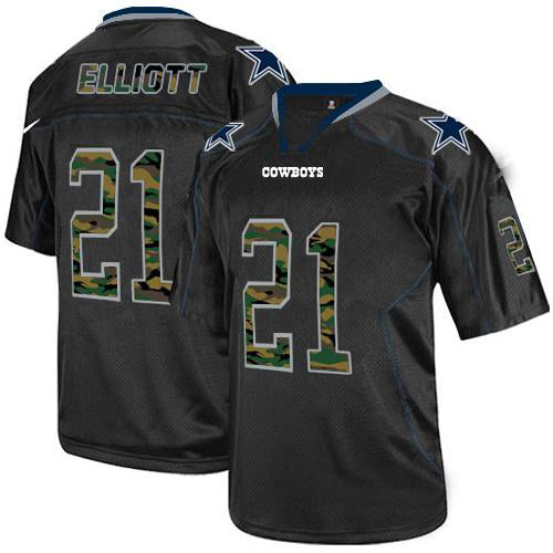 D.Cowboys  #21 Ezekiel Elliott Black Stitched Elite Camo Fashion Jersey American Jerseys