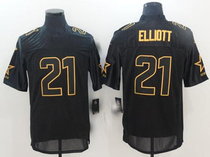 D.Cowboys #21 Ezekiel Elliott Black Stitched Elite Pro Line Gold Collection Jersey American Jerseys Fashion Jersey