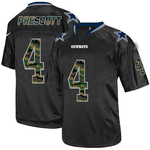 D.Cowboys #4 Dak Prescott Black Stitched Elite Camo Fashion Jersey  American Football Jerseys