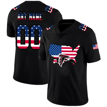 Custom A.Falcons Football Black Limited Fashion Flag Stitched American Football Jerseys