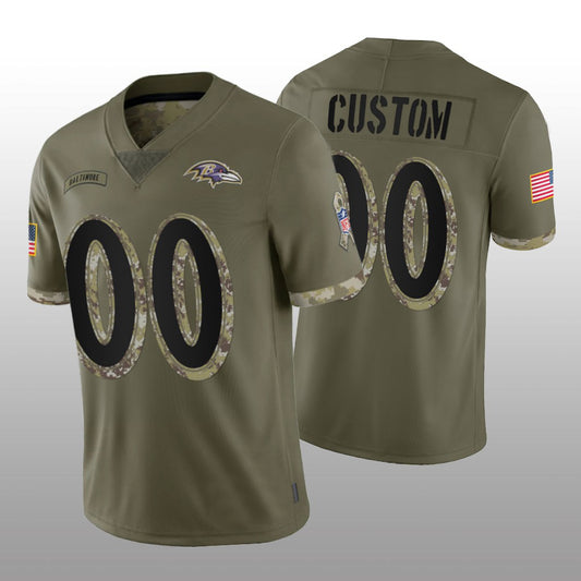 Custom Football Baltimore Ravens Stitched Olive 2022 Salute To Service Limited Jersey
