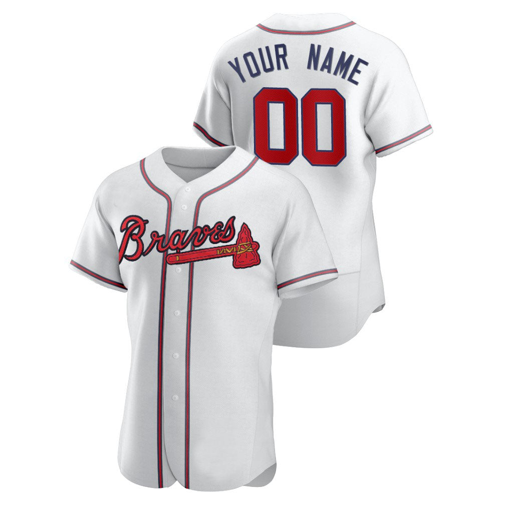 Custom Baseball Mens Atlanta Braves Stitched White Jersey