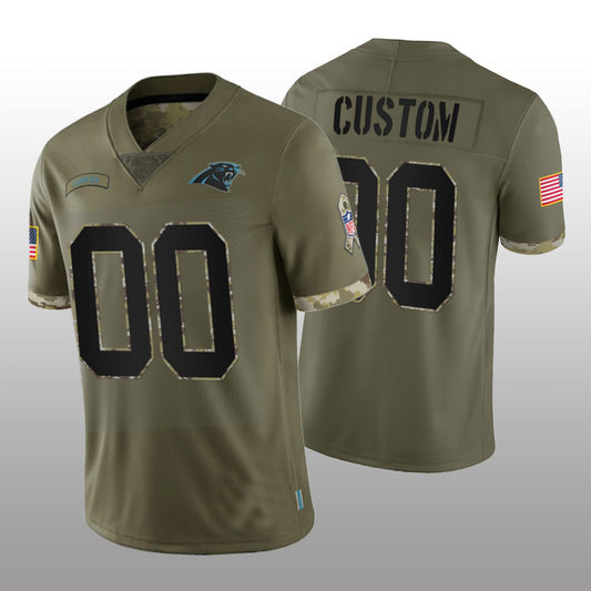 Custom Football Carolina Panthers Stitched Olive 2022 Salute To Service Limited Jersey
