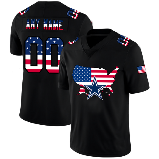Custom Dallas Cowboys Football Black Limited Fashion Flag Stitched Jerseys
