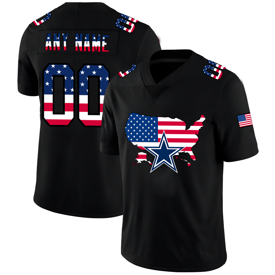 Custom Dallas Cowboys Football Black Limited Fashion Flag Stitched Jerseys