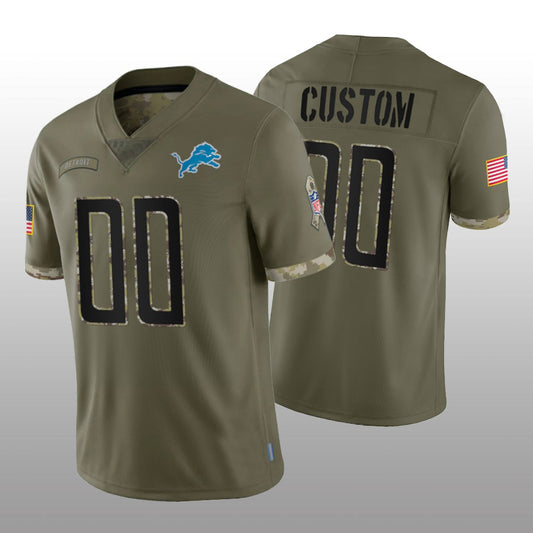 Custom Football Detroit Lions Stitched Olive 2022 Salute To Service Limited Jersey