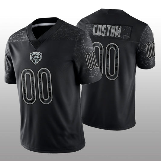 Custom Football Chicago Bears Stitched Black RFLCTV Limited Jersey