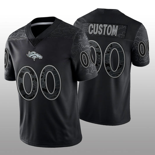Custom Football Denver Broncos Stitched Black RFLCTV Limited Jersey