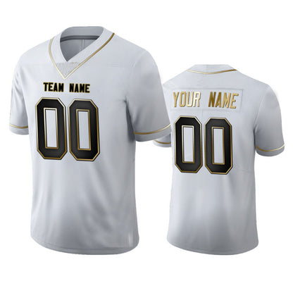 Custom Football Jersey Any Team and Number and Name White Golden Edition American Jerseys