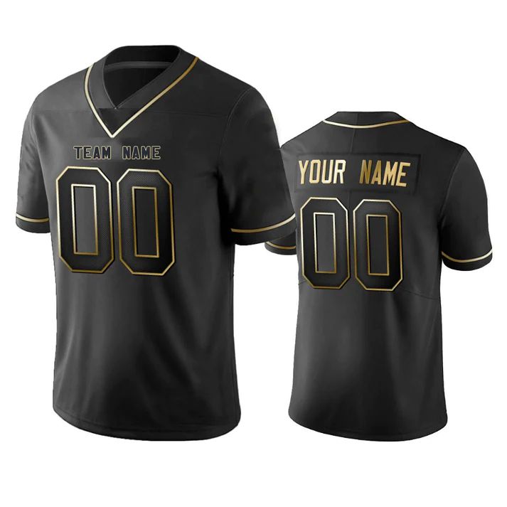 Custom A.Falcons Any Team and Number and Name Black Golden Edition American Jerseys Stitched American Football Jerseys