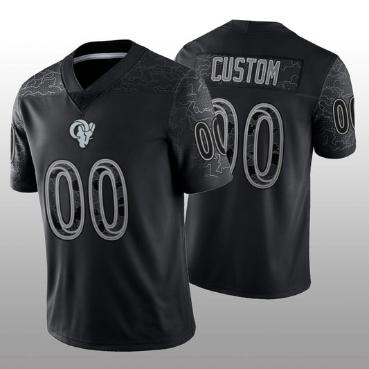Custom Football Los Angeles Rams Stitched Black RFLCTV Limited Jersey