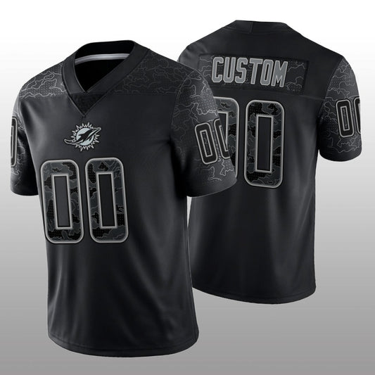 Custom Football Miami Dolphins Stitched Black RFLCTV Limited Jersey