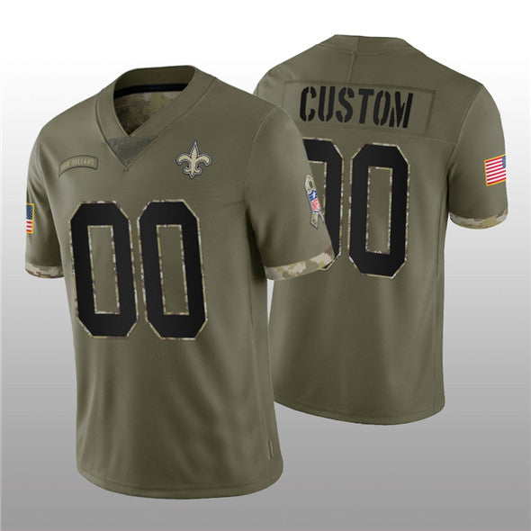 Custom Football New Orleans Saints Stitched Olive 2022 Salute To Service Limited Jersey