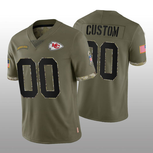 Custom Football Kansas City Chiefs Stitched Olive 2022 Salute To Service Limited Jersey
