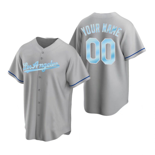 Custom Los Angeles Dodgers Gray Blue Jersey Stitched Personalized Baseball Team Jerseys
