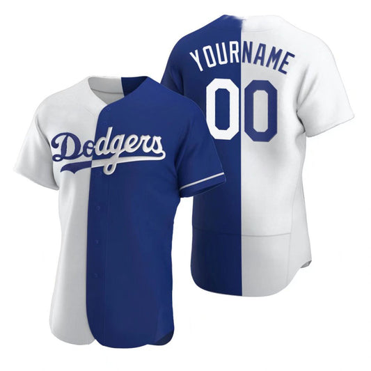 Custom Los Angeles Dodgers White Blue Jersey Stitched Baseball Split Jerseys