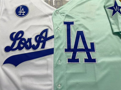 Custom Los Angeles Dodgers jersey 2022 All Star Celebrity Softball Game White Green Split Baseball Anniversary Gift Men