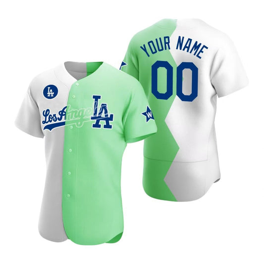 Custom Los Angeles Dodgers jersey 2022 All Star Celebrity Softball Game White Green Split Baseball Anniversary Gift Men