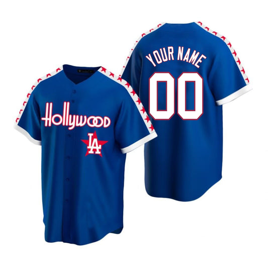 Custom Los Angeles Dodgers jersey Blue Hollywood Stitched Personalized Baseball Jerseys