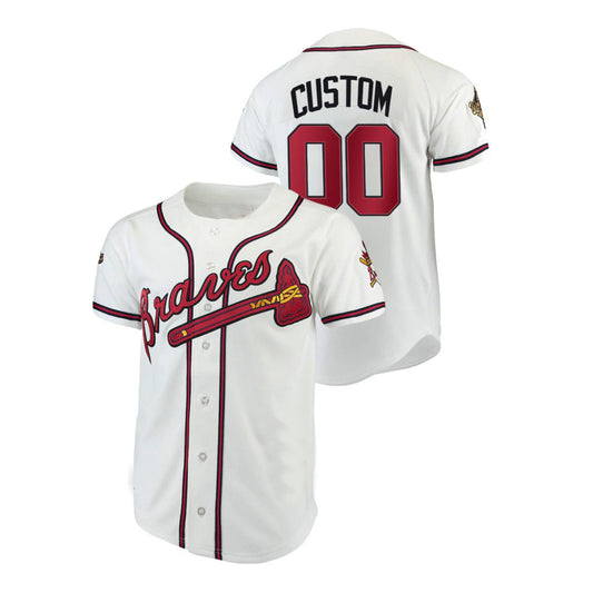Custom Men Youth Women Atlanta Braves White Cooperstown Stitched Name And Number Baseball Jersey