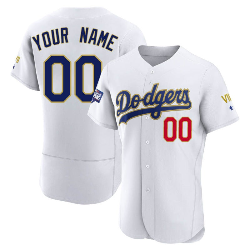 Custom Men's Los Angeles Dodgers White Gold Program Stitched Baseball Jersey