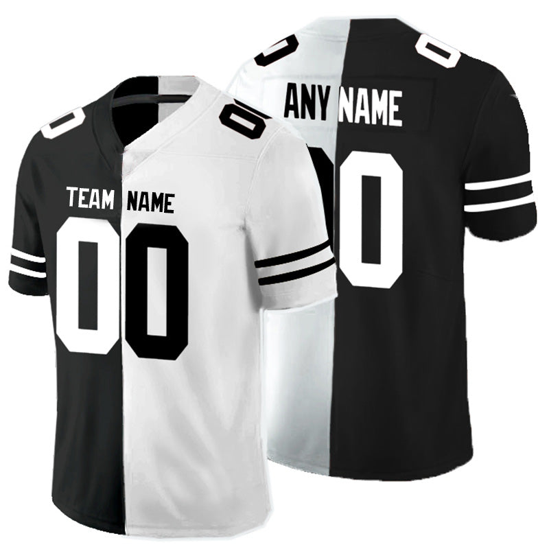 Custom Stitched Any Team Football Jerseys Black And White Peaceful Coexisting American jersey