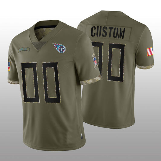 Custom Football Tennessee Titans Stitched Olive 2022 Salute To Service Limited Jersey