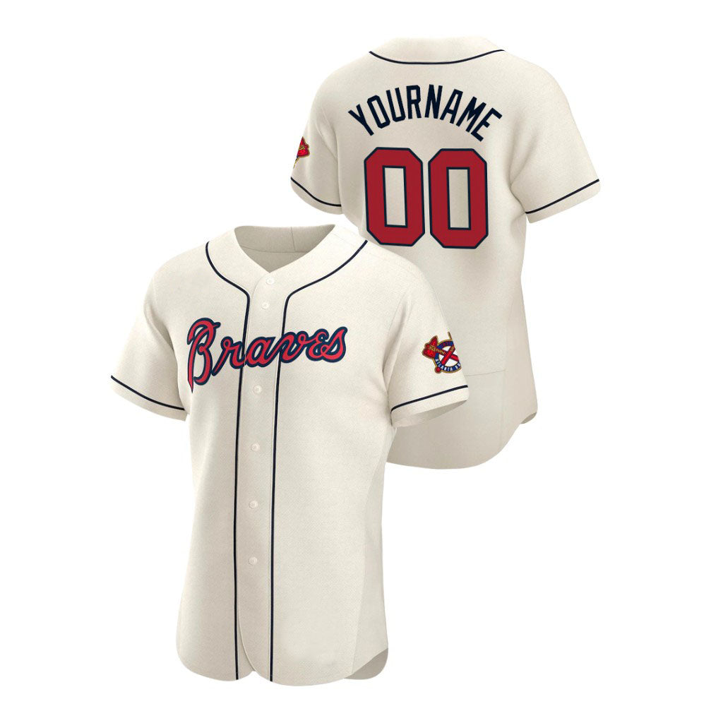 Custom jerseys Atlanta Braves Cream Stitched Baseball Jersey Men