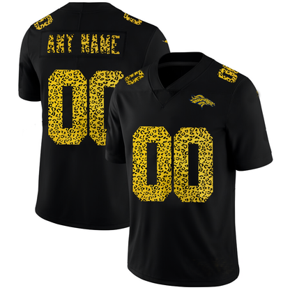 Custom D.Broncos Leopard Print Fashion Vapor Limited Jersey Black Stitched Jersey  American Football Jerseys