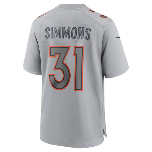D.Broncos #31 Justin Simmons Gray Atmosphere Fashion Game Jersey Stitched American Football Jerseys