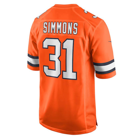 D.Broncos #31 Justin Simmons Orange Alternate Game Jersey Stitched American Football Jerseys