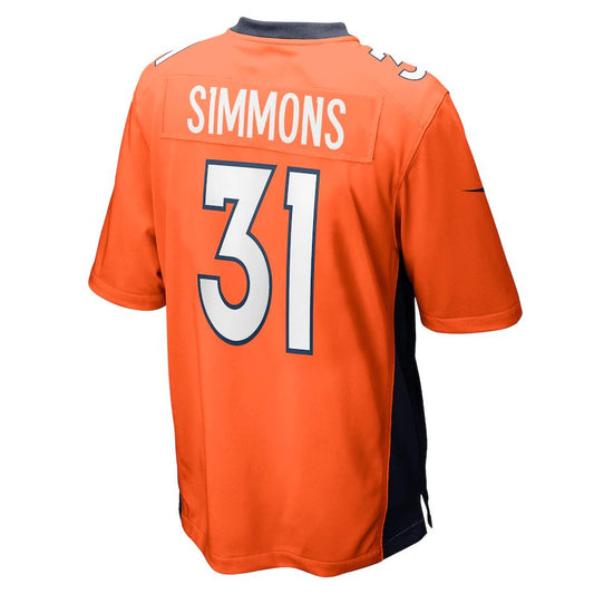 D.Broncos #31Justin Simmons Orange Game Jersey Stitched American Football Jerseys