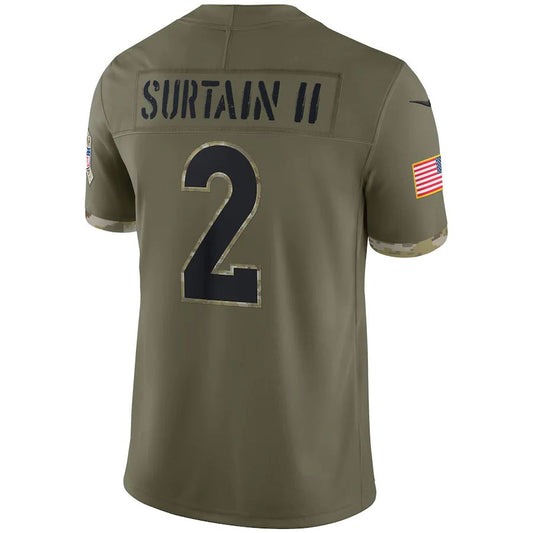 D.Broncos #2 Patrick Surtain II Olive 2022 Salute To Service Limited Jersey Stitched American Football Jerseys