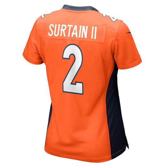 D.Broncos #2 Patrick Surtain II  Orange Game Jersey Stitched American Football Jerseys