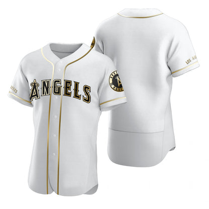 Baseball Custom Los Angeles Angels Jersey Golden Edition White Stitched Any Name And Number