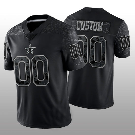 Custom Football Dallas Cowboys Stitched Black RFLCTV Limited Jersey