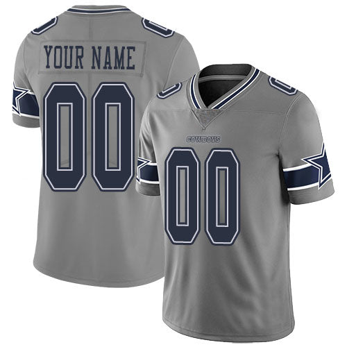 Custom D.Cowboys Football Jerseys Customized Gray Stitched Limited Inverted Legend Jersey