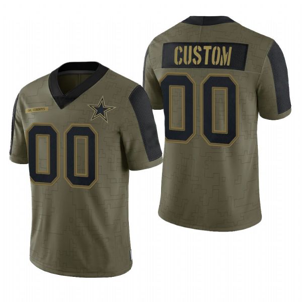 Custom D.Cowboys Olive 2021 Salute To Service Limited Football Jersey