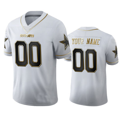 Custom D.Cowboys White Golden Edition Vapor Limited Football Jerseys