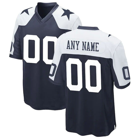 Custom D.Cowboys Jersey White Stitched Blue Game Stitched American Football Jerseys