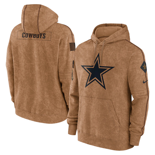 D.Cowboys Blank Brown 2023 Salute To Service Club Pullover Hoodie