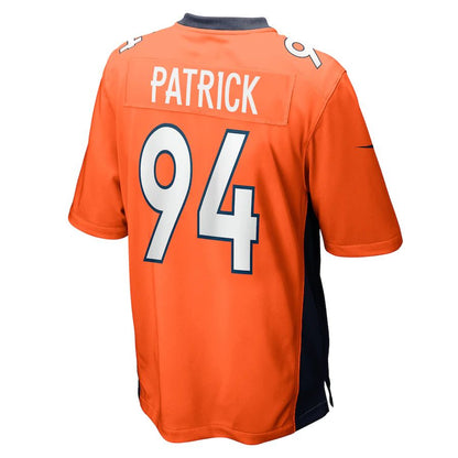 D.Broncos #94 Aaron Patrick Orange Game Player Jersey Stitched American Football Jerseys