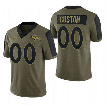 Custom D.Broncos Olive 2021 Salute To Service Limited Football Jersey