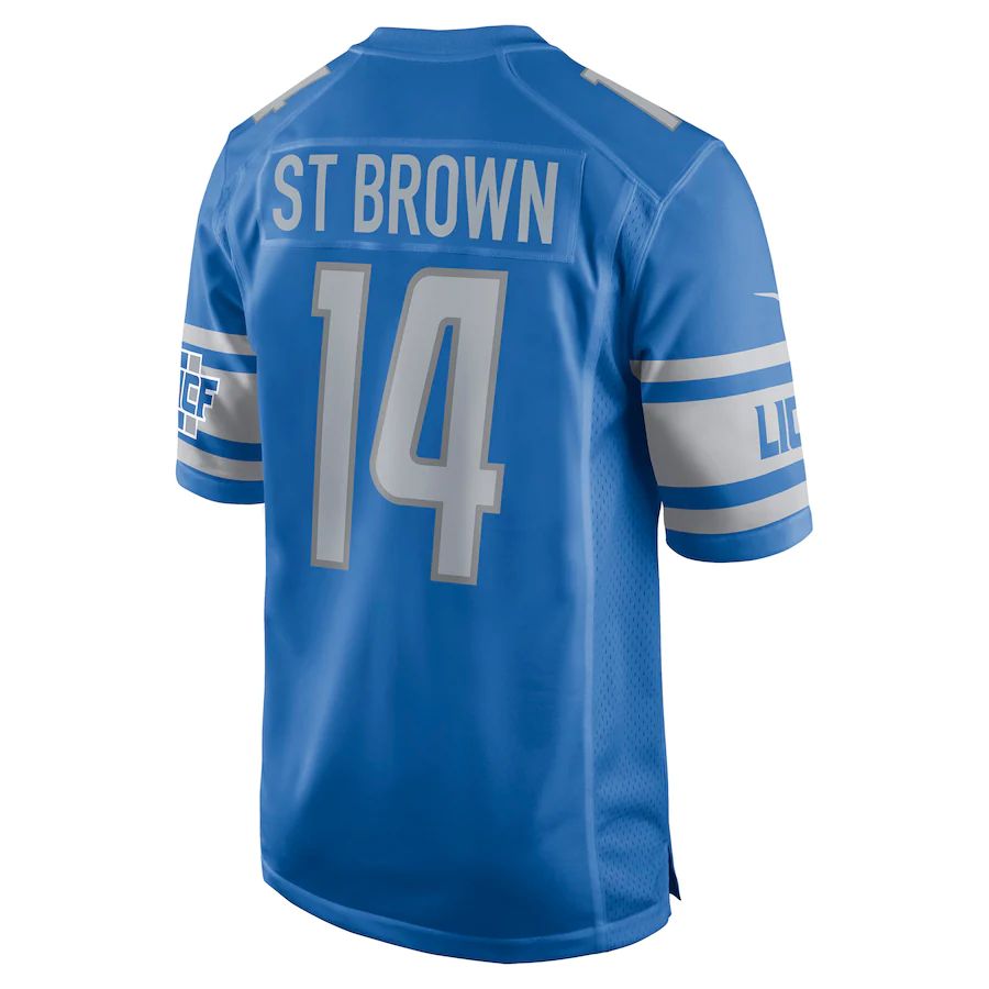 D.Lions #14 Amon-Ra St. Brown Blue Game Player Jersey Stitched American Football Jerseys